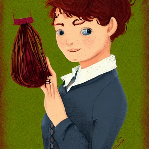 Image similar to Gilbert Blythe from anne with an e as college students, digital art