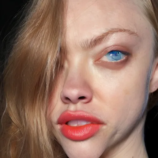 Image similar to a face looking like fried chicken, fried chicken model looking like amanda seyfried