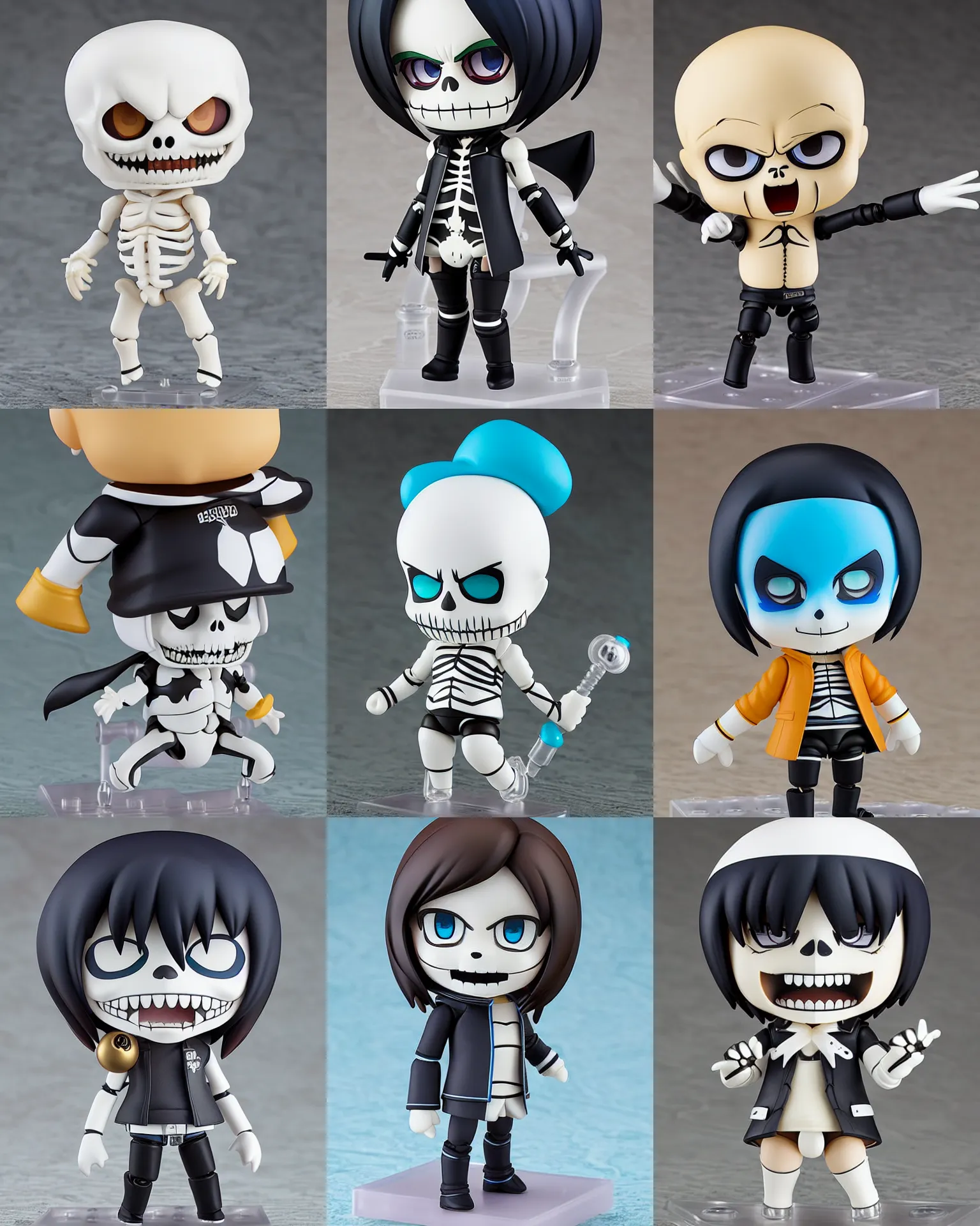 Prompt: a nendoroid of sans the skeleton, detailed product photo