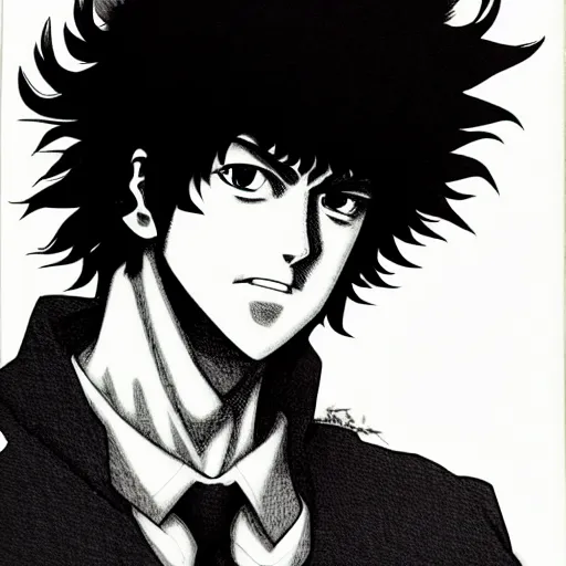 Image similar to Spike Spiegel by Kentaro Miura, Charachter Portrait,