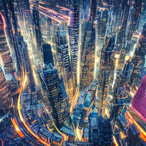 Image similar to utopian futuristic city, aerial photography, tilt shift, highly detailed, high quality, high resolution