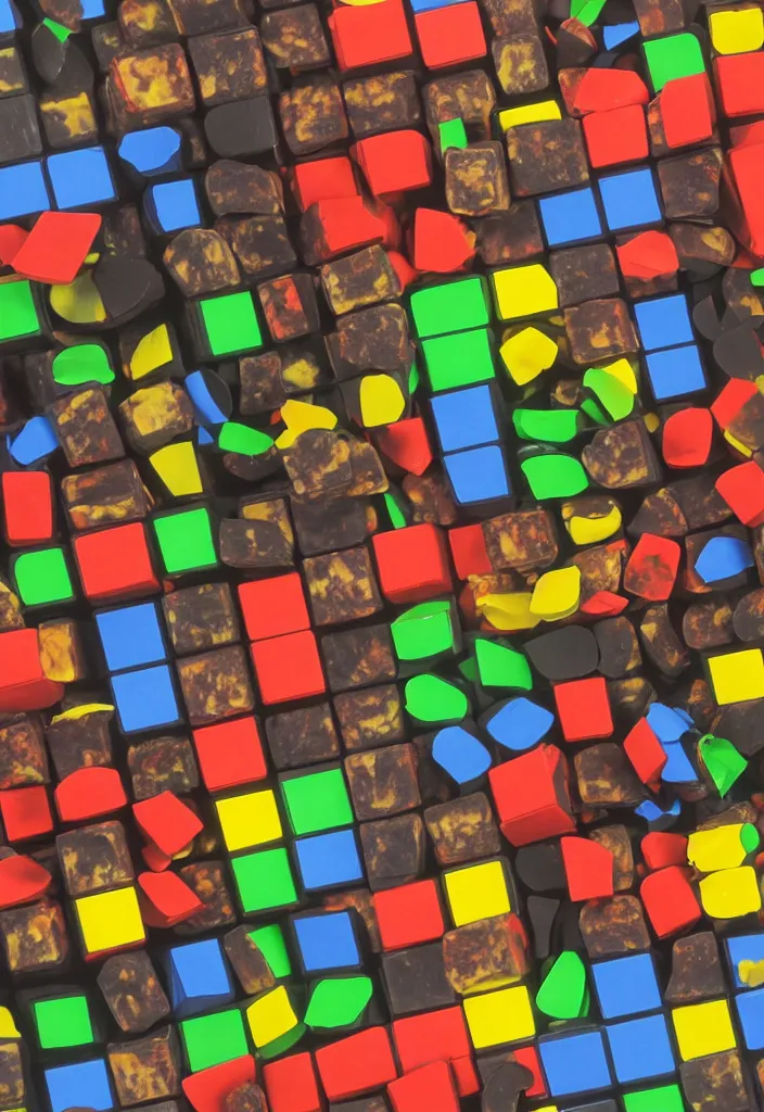 Image similar to rubiks cube composed entirely of human flesh, highly detailed, 4 k