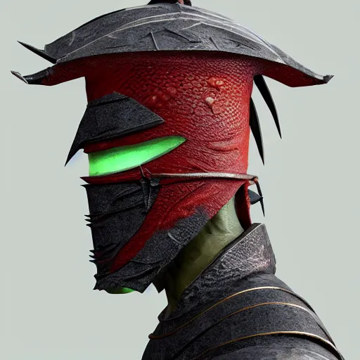 Image similar to shinobi half mask, dragon motive, render, highly detailed, ornamental, sengoku period