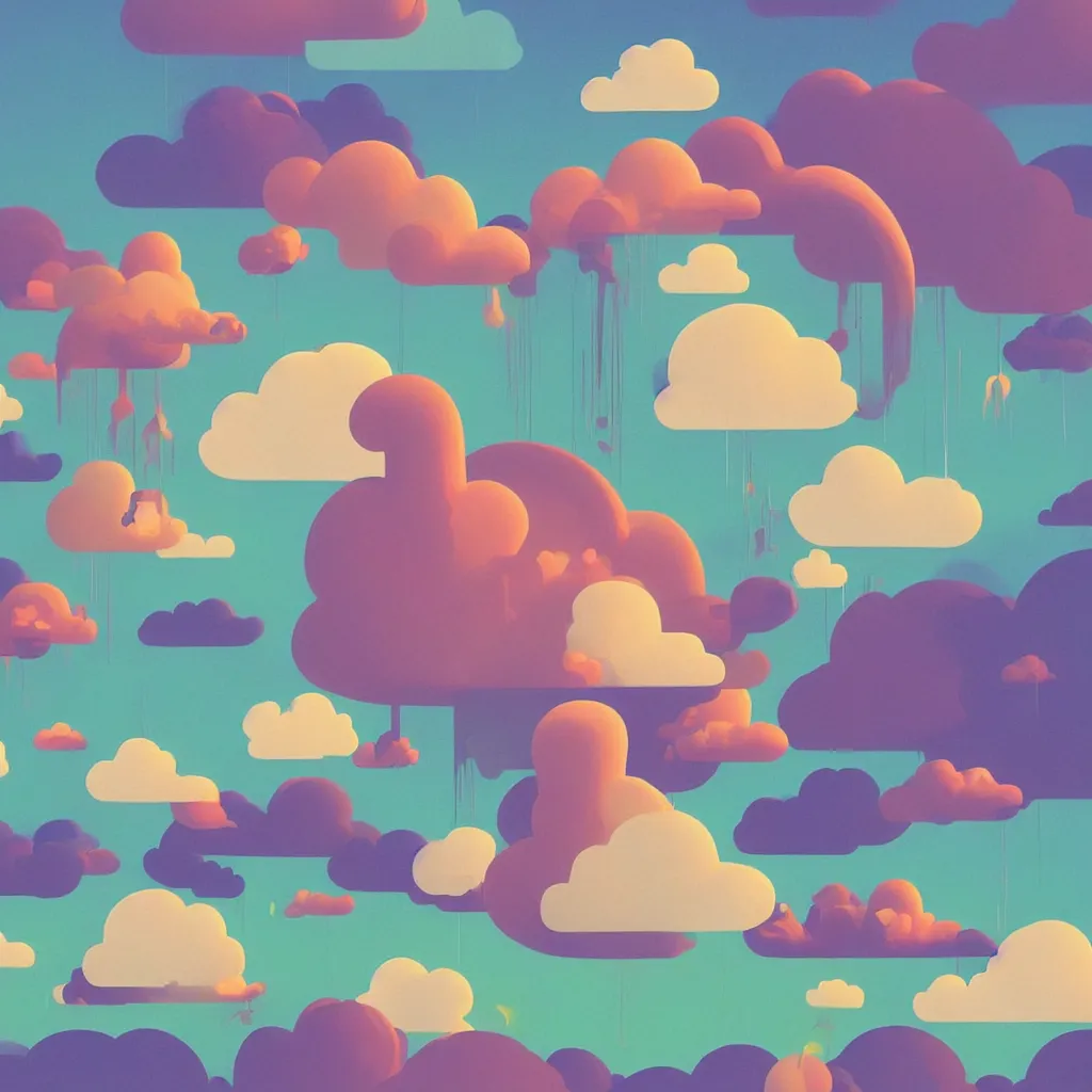 Image similar to a simple micro-service deployed to a public cloud, security, attack vector, trending on Artstation, painting by Jules Julien, Leslie David and Lisa Frank, muted colors with minimalism