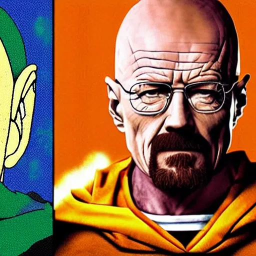 Image similar to walter white as a super saiyan