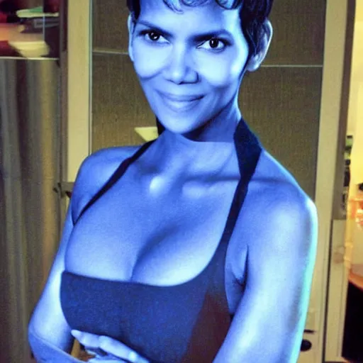 Prompt: halle berry as an anthropomorphic blueberry