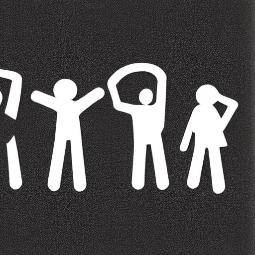 Image similar to team of 8 happy people, pictogram, white background