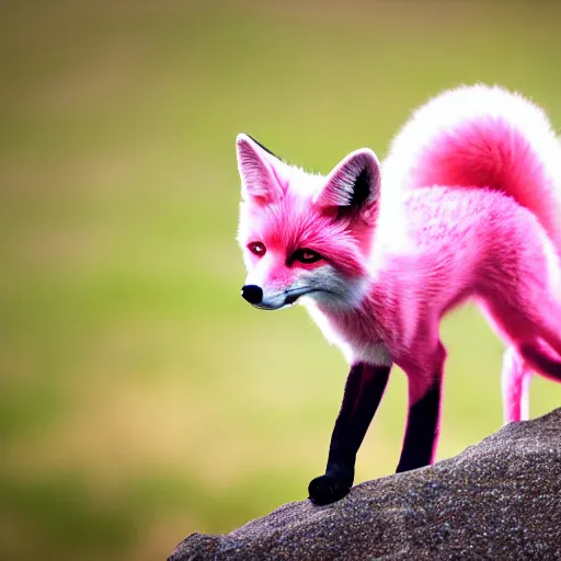 Image similar to pink fox, blue background, 8 k, 8 5 mm f 1. 8