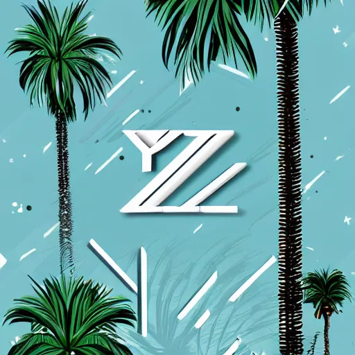 Image similar to y 2 k aesthetic palm tree, neomodernist art style, silver blobs, y 2 k aesthetic