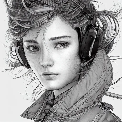 Prompt: studio portrait of a female aviator, beautiful, elegant, an ultrafine hyperdetailed illustration by kim jung gi, and moebius, jean gireaud, and nicholas delort, intricate linework, detailed faces, super sharp focus, bright colors, octopath traveler, final fantasy, unreal engine 5, symmetry, central composition,