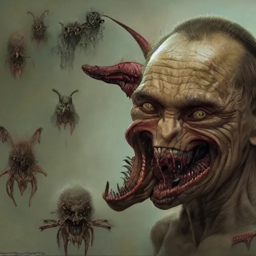 Image similar to vladimir putin, is evil gremlin, rotten teeth, horror, macabre by donato giancola and greg rutkowski and wayne barlow and zdzisław beksinski, realistic face, digital art