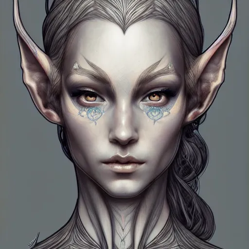 Prompt: digital art, centered head and shoulders of a elven ,intricate, veins, by James Jean and by artgerm , ultradetailed, charachter design, concept art, trending on artstation,