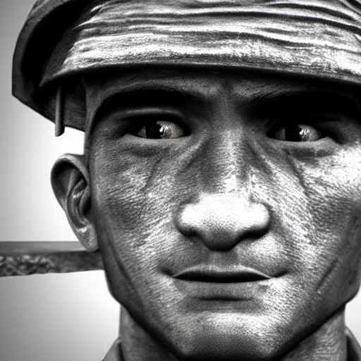 Prompt: Vietnam war GI, close up, face shot, photorealistic