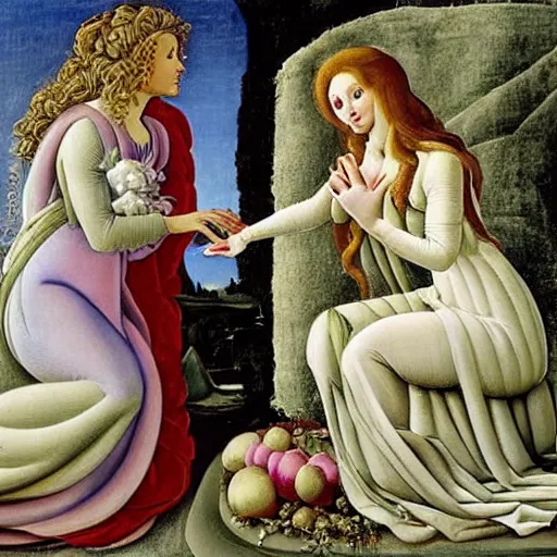 Prompt: the birth of dolly parton by botticelli, but she is holding radishes