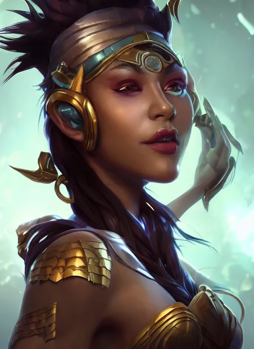 Image similar to samira from league of legends, wearing a patch in her eye, au naturel, hyper detailed, digital art, trending in artstation, cinematic lighting, studio quality, smooth render, unreal engine 5 rendered, octane rendered, art style by klimt and nixeu and ian sprigger and wlop and krenz cushart