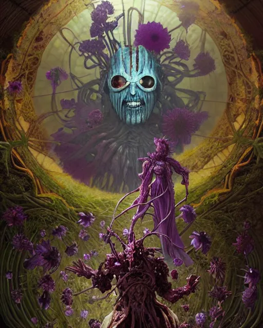 Image similar to the platonic ideal of flowers, rotting, insects and praying of cletus kasady carnage thanos davinci nazgul wild hunt chtulu mandelbulb ponyo heavy rain bioshock, d & d, fantasy, ego death, decay, dmt, psilocybin, concept art by randy vargas and greg rutkowski and ruan jia and alphonse mucha