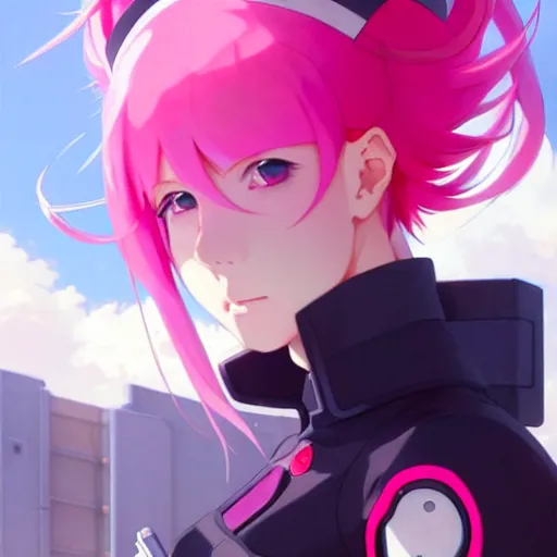 Prompt: a beautiful girl with pink hair, wearing futuristic uniform, red horns, jrpg armor, perfect anime face, gapmoe yandere grimdark, trending on pixiv fanbox, painted by greg rutkowski makoto shinkai takashi takeuchi studio ghibli, akihiko yoshida