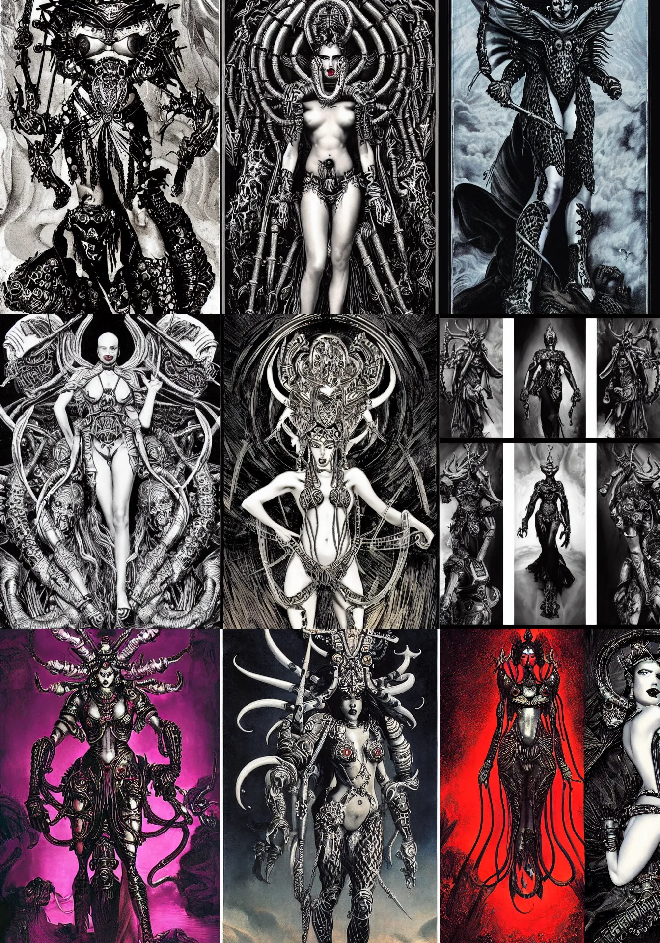 Prompt: avantgarde starcraft archon kali durga editorial by marek okon designed by alexander mcqueen rendered by caravaggio and by virgil finlay