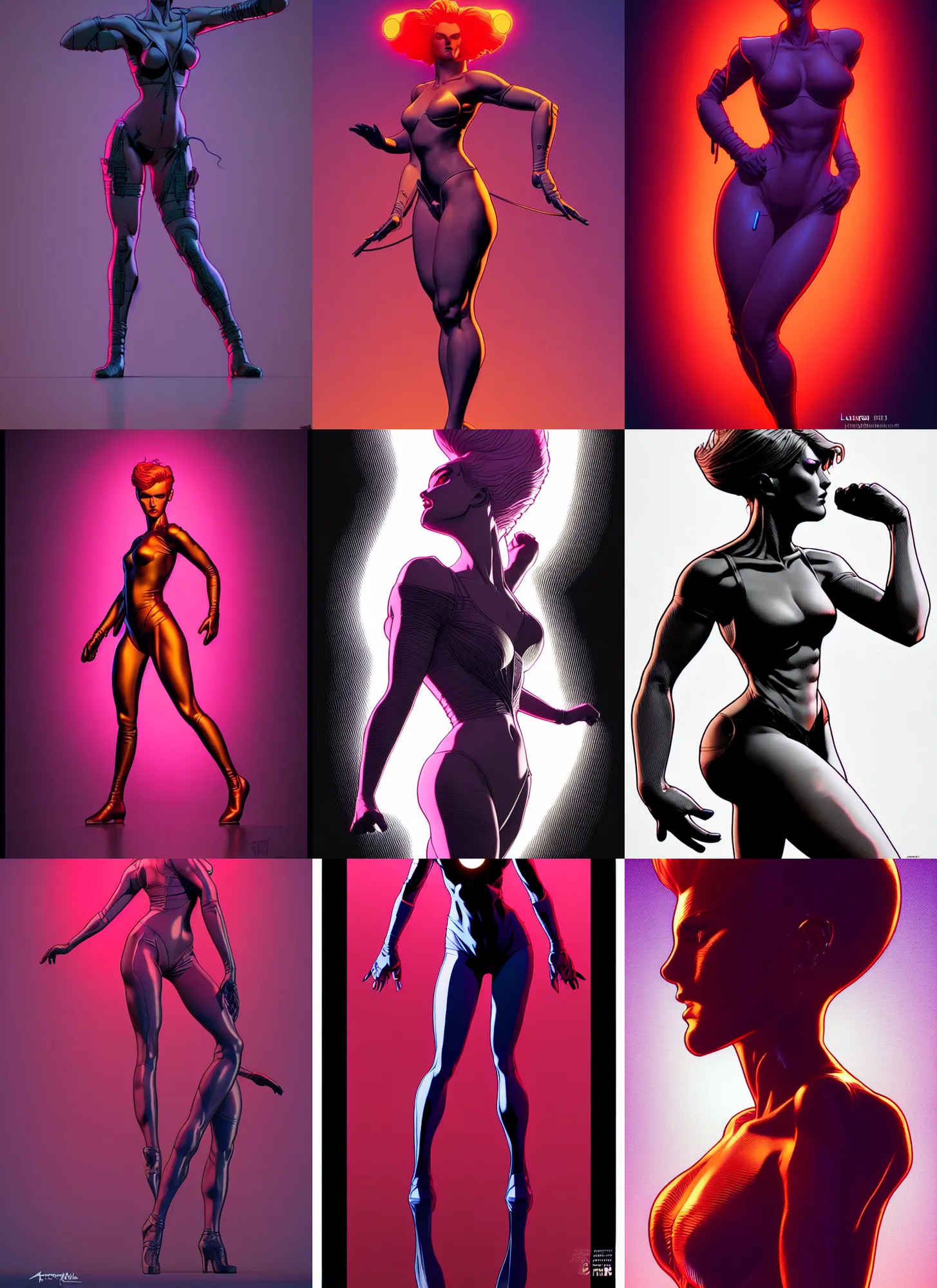 Image similar to digital concept art by artgerm moebius and laurie greasley. just one lonely namilia attctive showgirl!! full body!! future head set. contour light effect!! 8 k, black tape project show. stage light. octane render. sharp edge. ultra clear detailed