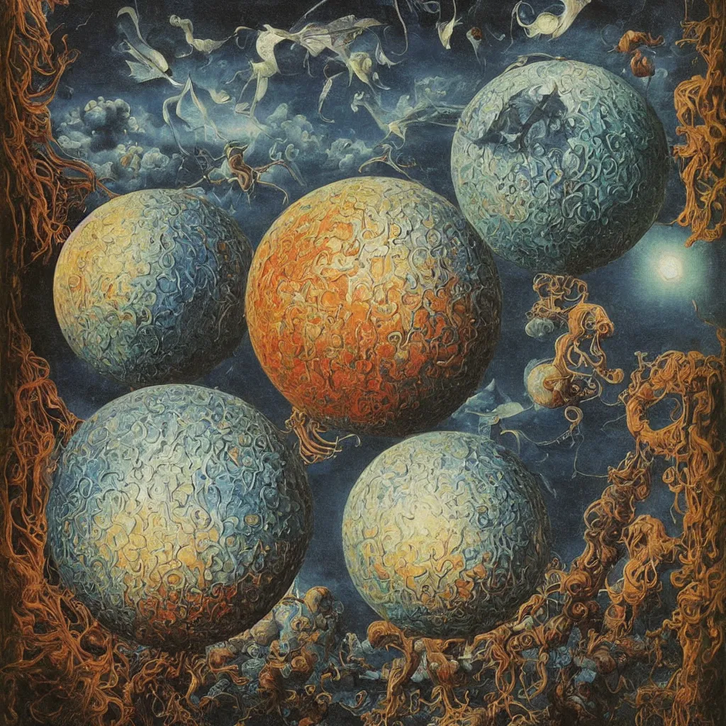 Image similar to a single colorful! ( lovecraftian ) sphere white! clear empty sky, a high contrast!! ultradetailed photorealistic painting by jan van eyck, audubon, rene magritte, agnes pelton, max ernst, walton ford, andreas achenbach, ernst haeckel, hard lighting, masterpiece