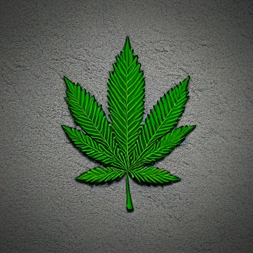 Prompt: one marijuana green leaf logo of a app simple back background digital art, minimal iphone app icon