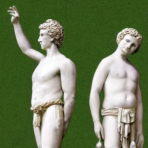 Image similar to tim and eric as roman statues photograph