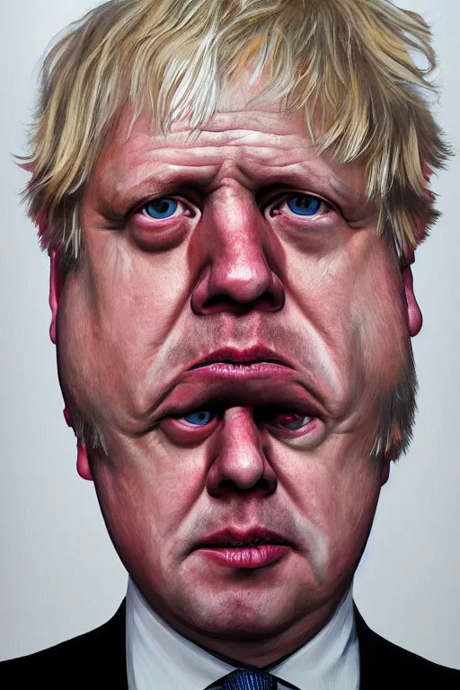 Image similar to extremely derpy looking boris johnson portrait, created by Martine Johanna