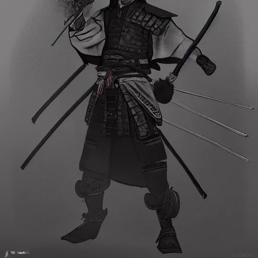 Image similar to an illustration of a samurai turning into the dark lord, Digital art, Trending on artstation