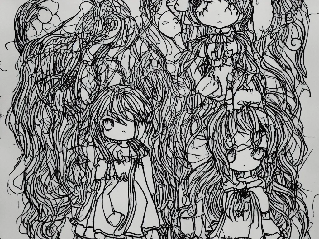 Cute girl drawing in pen Darkshadow_death666 - Illustrations ART