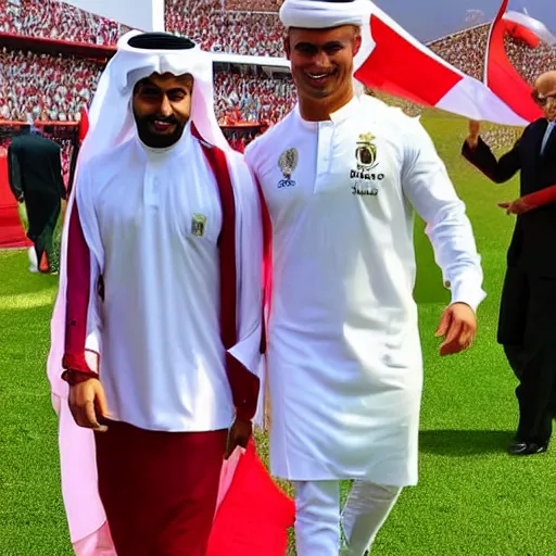Image similar to Ronaldo wearing omani dishdasha