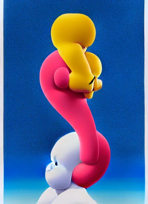 Image similar to kissing by shusei nagaoka, kaws, david rudnick, airbrush on canvas, pastell colours, cell shaded!!!, 8 k