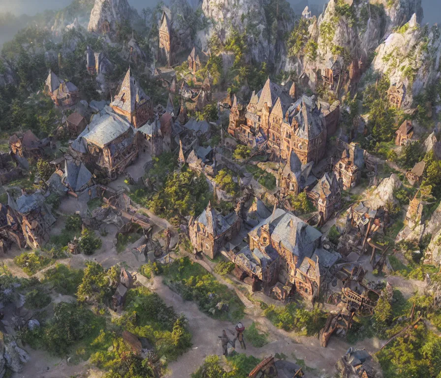 Image similar to a beautiful hyperrealistic detailed 3 d render of medieval fantasy outposts, by anton otto fischer, atey ghailan, unreal engine, octane render, gigantic, 3 d, brilliantly coloured, intricate, multiple angles, trending on artstation, volumetric lighting, hdr, polished, micro details, ray tracing, 4 k