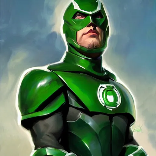 Prompt: greg manchess portrait painting of armored green lantern as overwatch character, medium shot, asymmetrical, profile picture, organic painting, sunny day, matte painting, bold shapes, hard edges, street art, trending on artstation, by huang guangjian and gil elvgren and sachin teng
