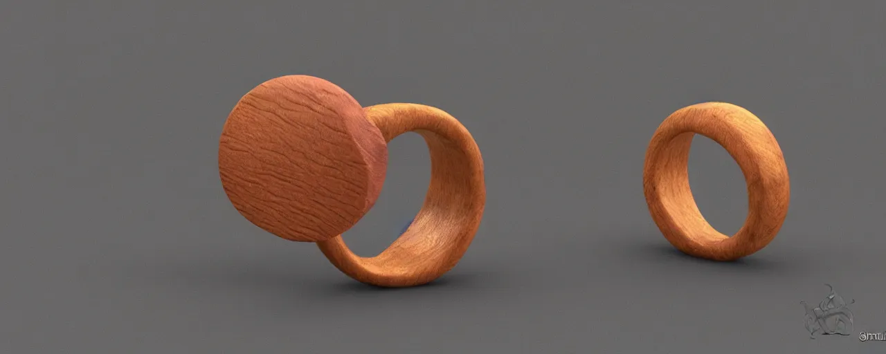 Prompt: simple wooden ring with a leather ornament, ring, wood, leather, smooth shank, engravings, product design, jewelry, art by gerald brom, greg rutkowski and artgerm and james jean and zdzisław beksinski, 8 k, unreal engine, c 4 d