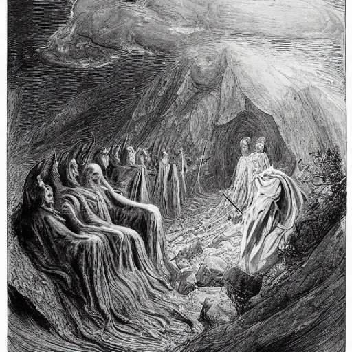 Image similar to lord of the rings, by gustave dore and william blake