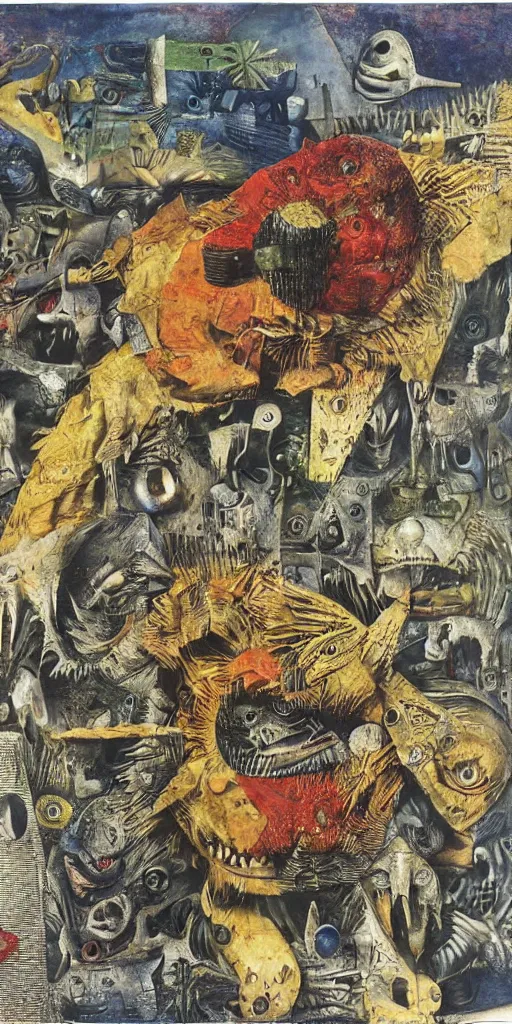 Prompt: the ferocious beast known as the Tarasque, 8k, surreal mixed media collage by Max Ernst