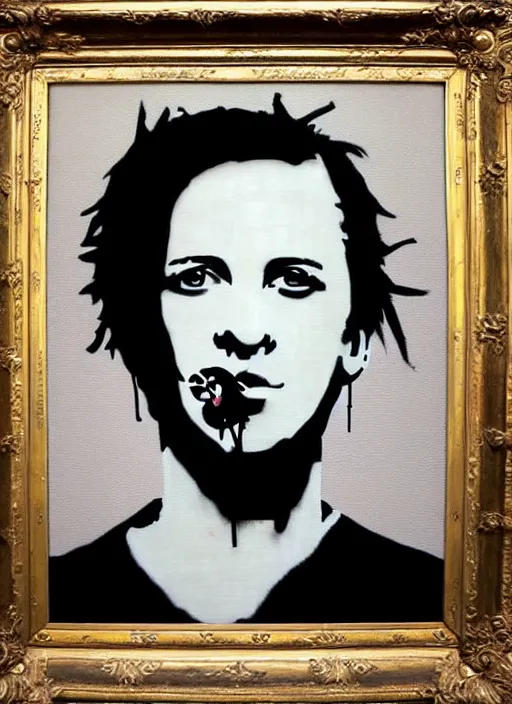 Image similar to banksy self portrait art on canvas