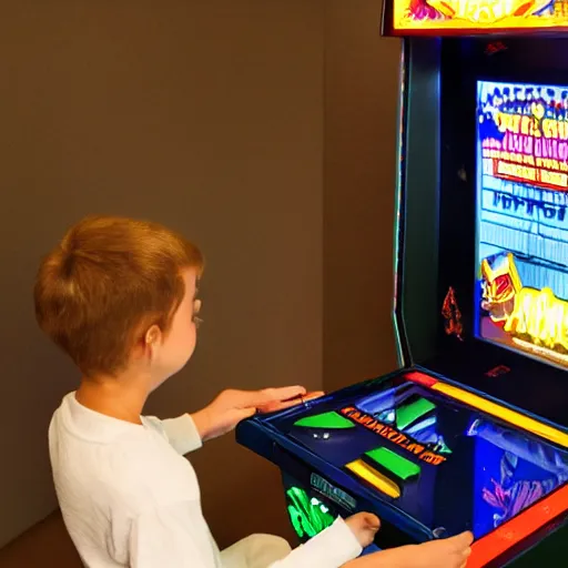 Image similar to goose playing an arcade machine
