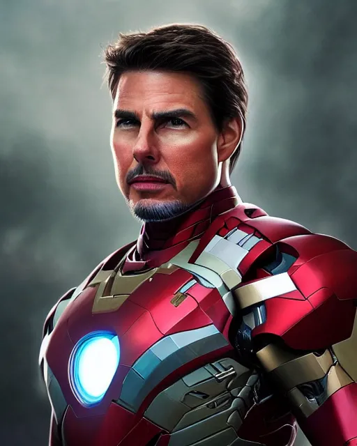 Image similar to 5 5 mm portrait photo of tom cruise as superior iron man. magical atmosphere. art by artgerm and greg rutkowski. highly detailed 8 k. intricate. lifelike. soft light. nikon d 8 5 0.