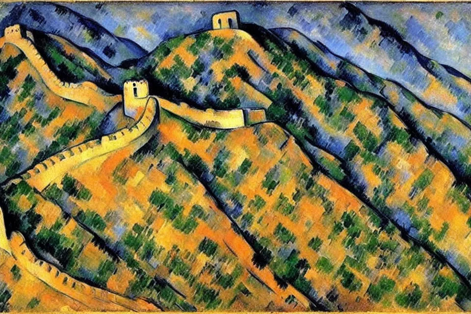 Prompt: the great wall, paul cezanne.