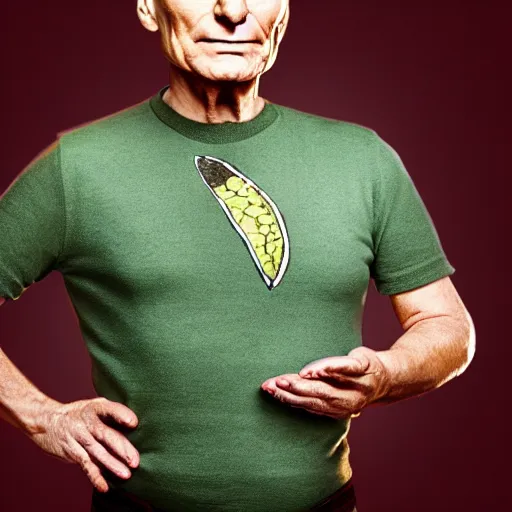 Image similar to a portrait of an avocado in the role of patrick stewart in the role of jean - luc picard