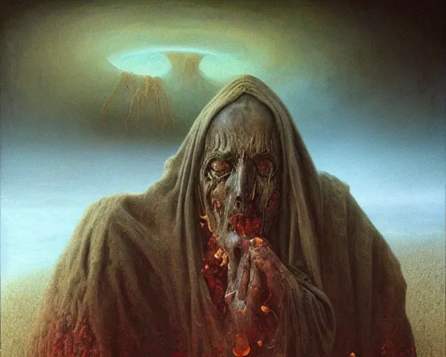 Image similar to Hades, god of both the Underworld and the hidden wealth of the earth, oil on canvas, detailed painting, hyper-realistic, Zdzislaw Beksinski