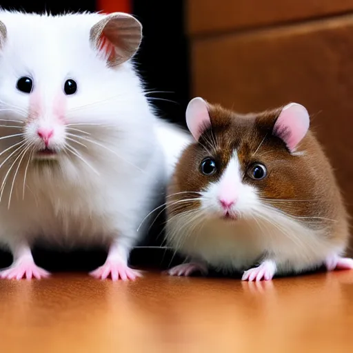 Image similar to hamster and cat, best friends, 4 k