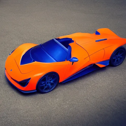 Image similar to orange and blue styled sportscar