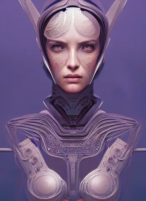 Image similar to symmetry, portrait of female android, intricate, elegant, highly detailed, digital painting, artstation, concept art, smooth, sharp focus, illustration, art by fra angelico and greg ruthkowski