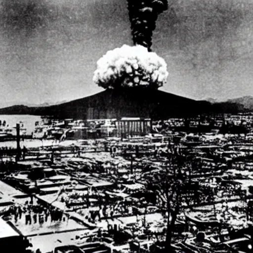 Prompt: atomic bomb explosion in hiroshima