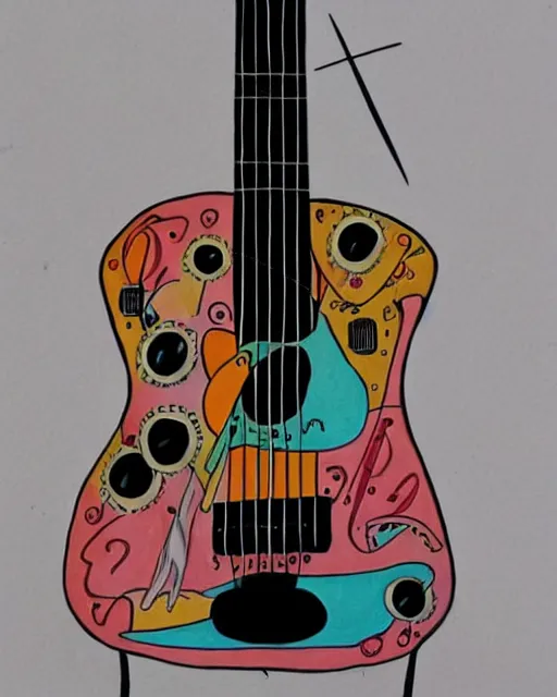 Prompt: A Jem 7 guitar drawn by Tove Jansson