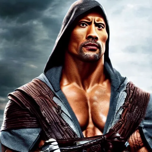 Image similar to dwayne johnson as ezio auditore