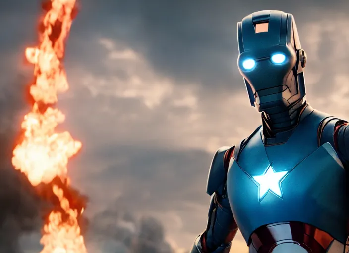 Image similar to film still of bender in the new avengers movie, 4 k