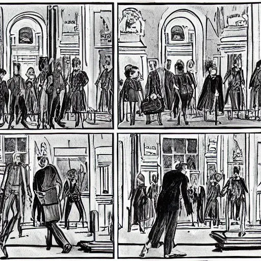 Prompt: Alfred E. Neumann visits the Louvre by Mort Drucker and Al Jaffe